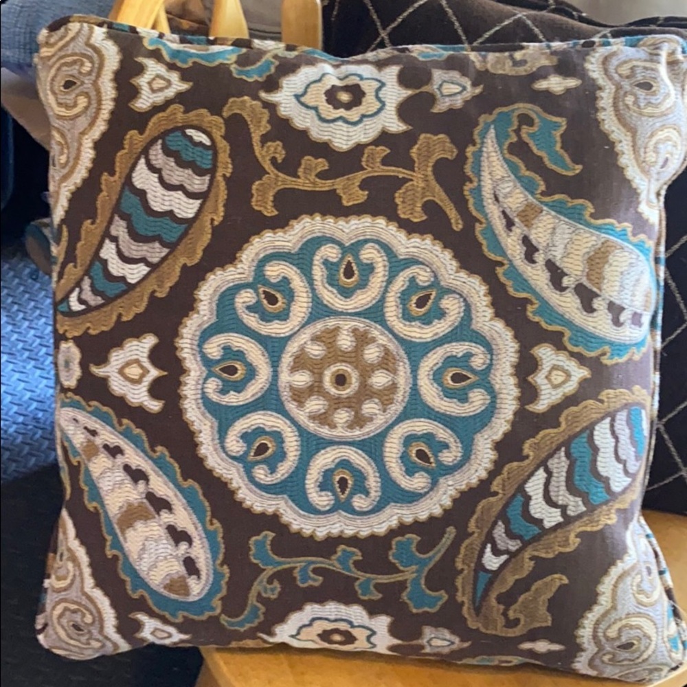 PAISLEY BROWN AND TURQUOISE PILLOW
